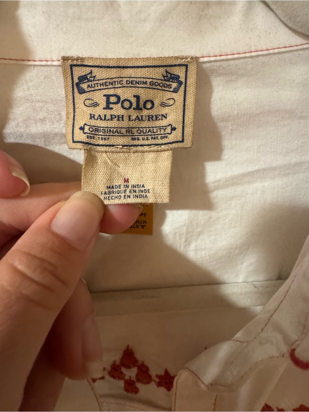 Polo Ralph Lauren White Button-Down Top with Red Floral Embroidery NWOT - Picture 3 of 4